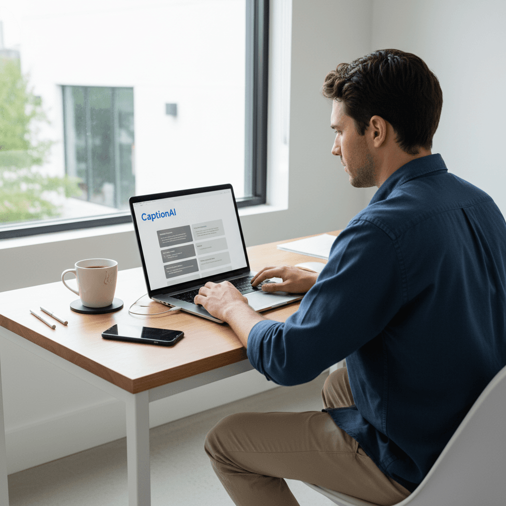 Founder Joshua at CaptionAI workspace