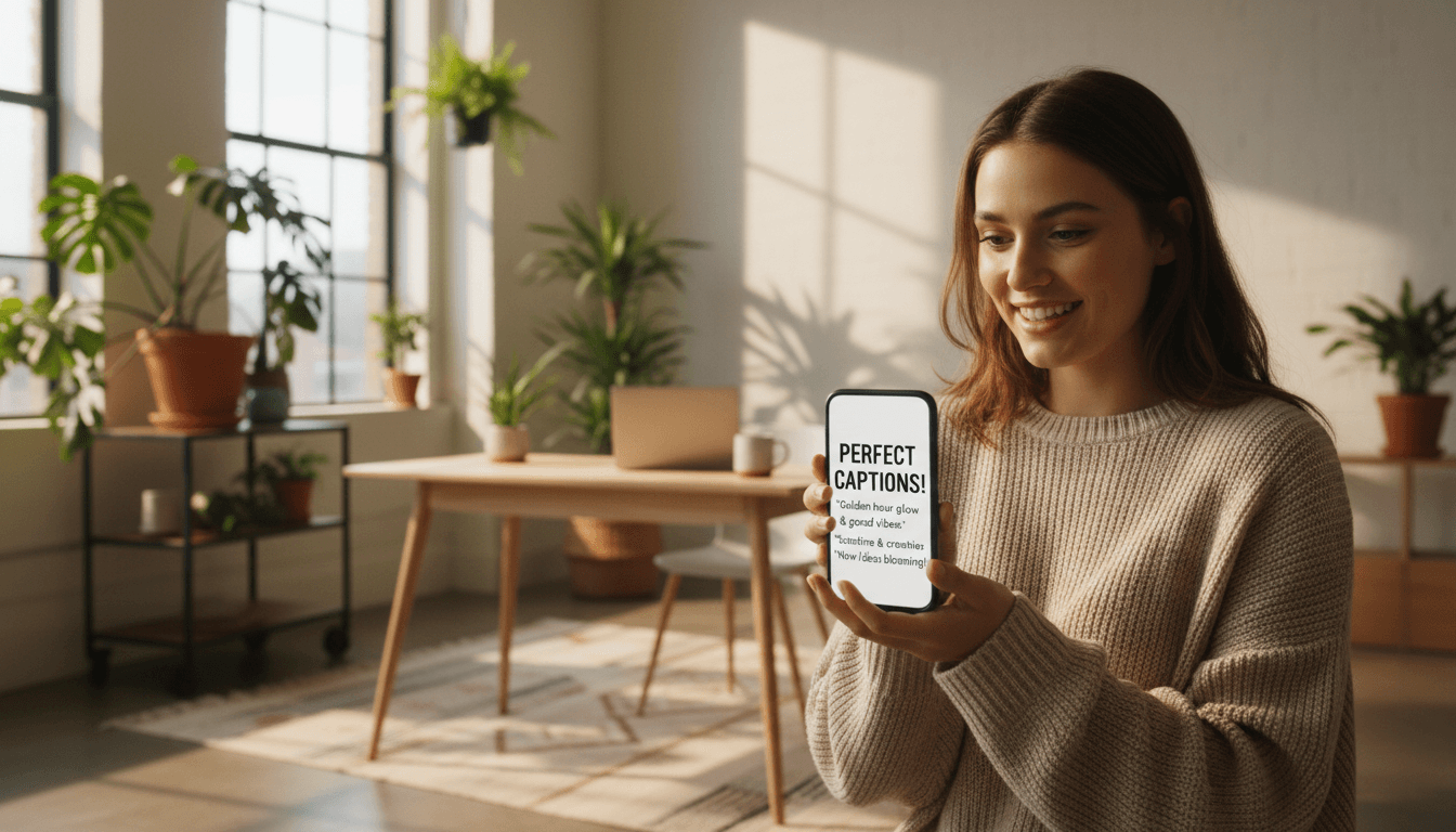 CaptionAI user creating Instagram captions on mobile device